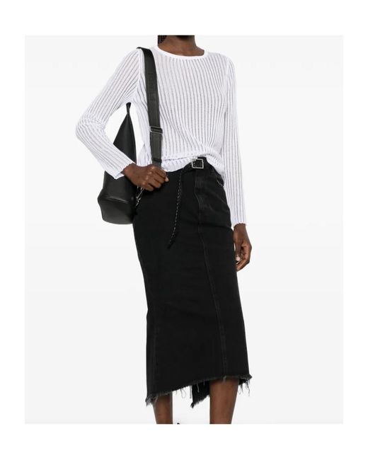 Roberto Collina White Ribbed-Knit Sweater
