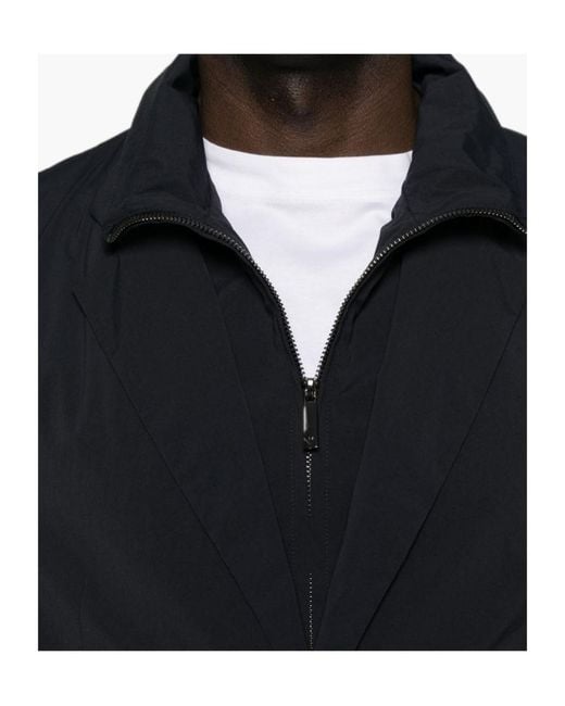 Emporio Armani Blue Layered-Effect Notched-Lapel Blazer for men