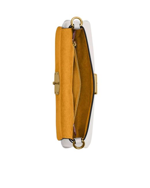 COACH White Jet Clasp-Detail Leather Shoulder Bag