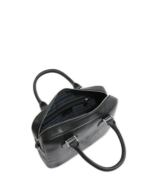 Emporio Armani Black Logo Briefcase for men