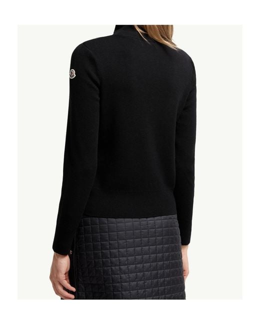Moncler Black Padded Wool Zip-Up Cardigan