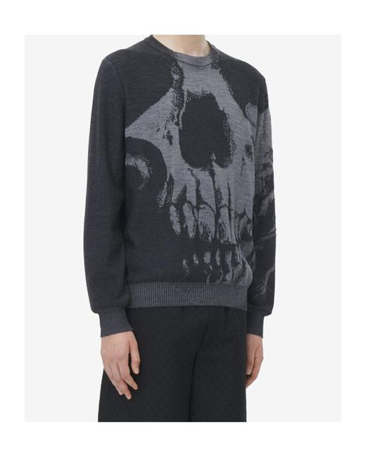 McQueen Black Skull Crewneck Jumper for men