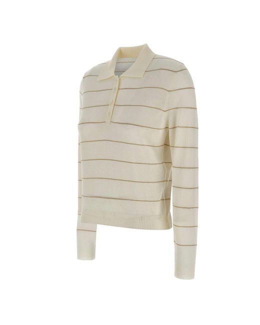 Eleventy White Striped Knitwear