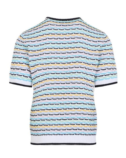 Casablanca Blue Shirt Sleeved Knitted Polo Shirt for men