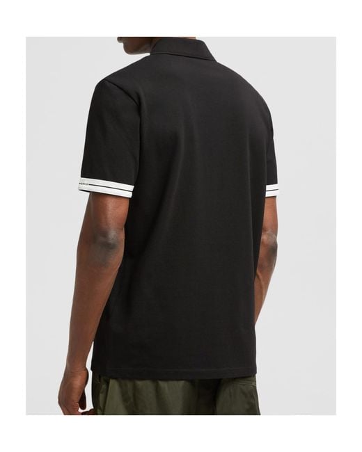 Moncler Black Logo Cotton Piquet Polo Shirt for men