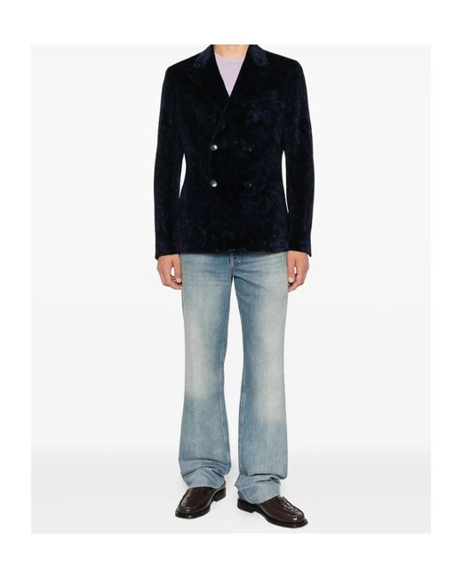 Etro Black Double-Breasted Tailored Blazer for men