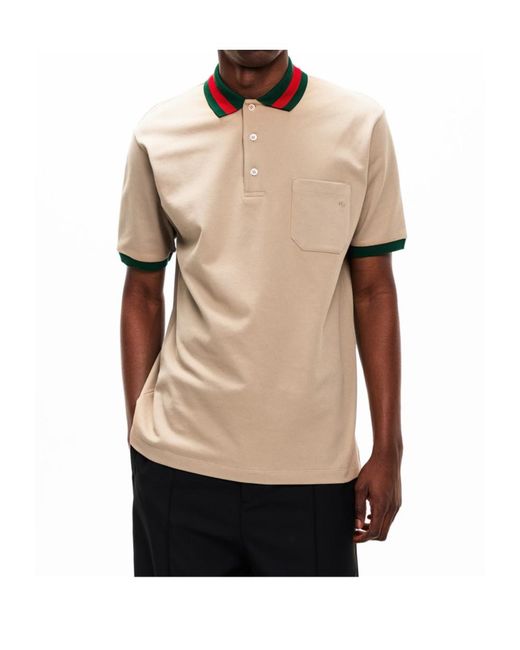 Gucci Natural Short-Sleeved Polo Shirt for men