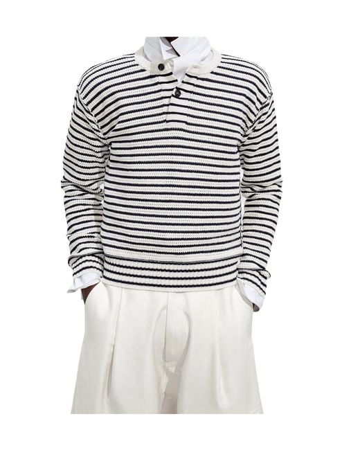 Bottega Veneta White Cotton Crochet Sweater for men