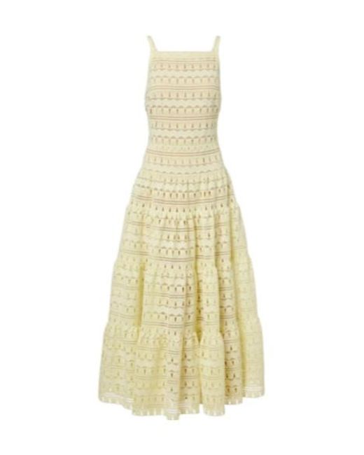 Elie Saab Yellow Macramé Midi Dress