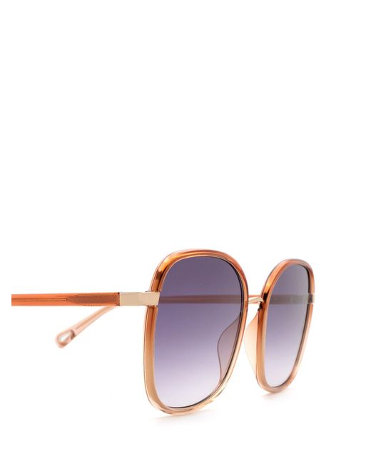 Chloé Purple Chloé Eyewear Square Frame Sunglasses