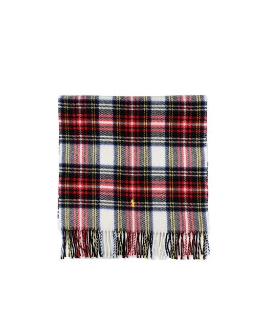 Ralph Lauren Red Polo Tartan Logo Scarf
