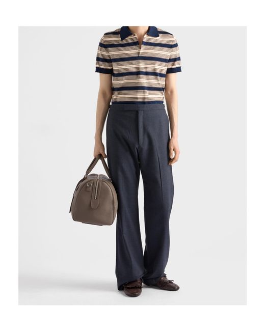 Prada Blue Cotton Polo Shirt for men
