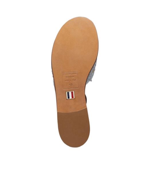 Thom Browne White Tweed Slip-On Sandals