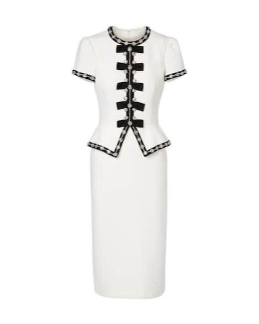 Jenny Packham White Bisou Crystal-Embellished Midi Dress
