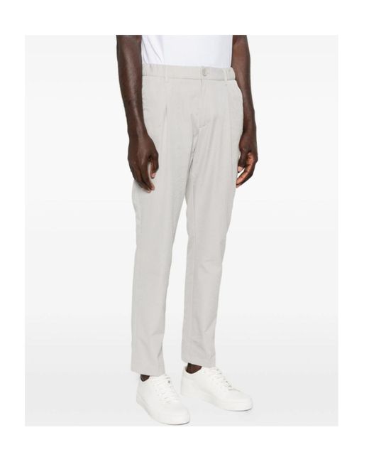 Herno White Pleated Straight Trousers for men