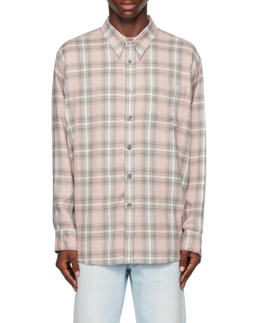 AMI Gray Checked Long-Sleeved Shirt for men