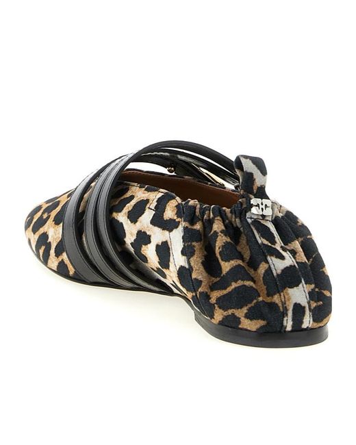 Ganni Black 'Sue Triple' Ballet Flats