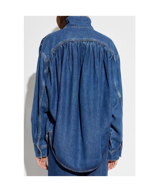 IRO Blue Julie Button High-Neck Denim Jacket