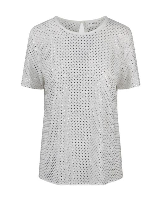 P.A.R.O.S.H. Gray Rhinestone-Embellished Blouse