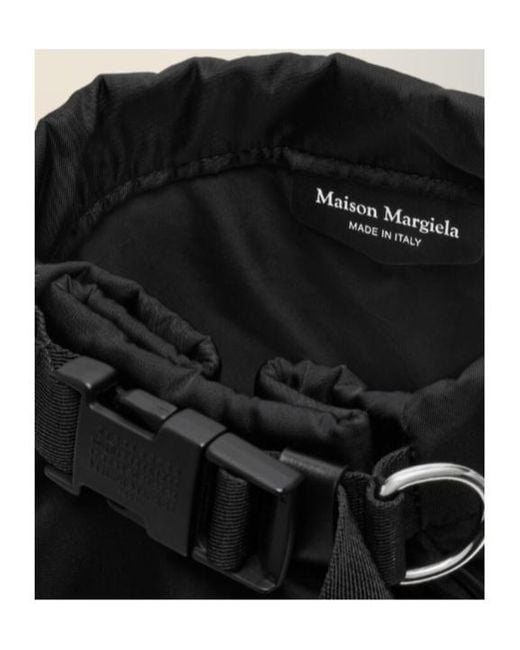 Maison Margiela Black Logo Detailed Roll-Up Backpack for men