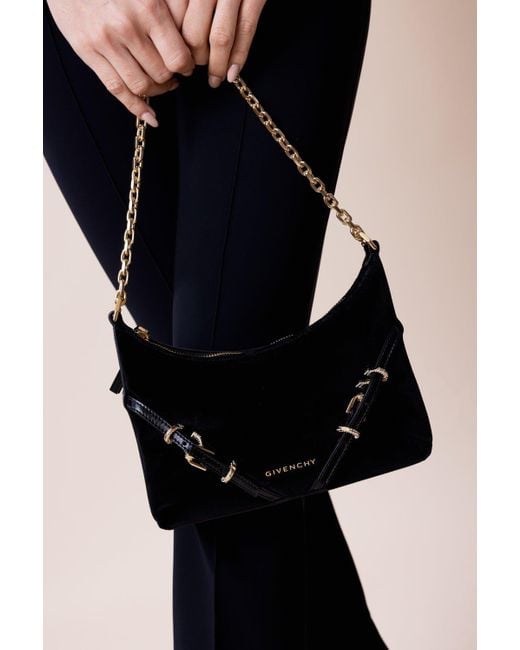 Givenchy Black Voyou Velvet Shoulder Bag