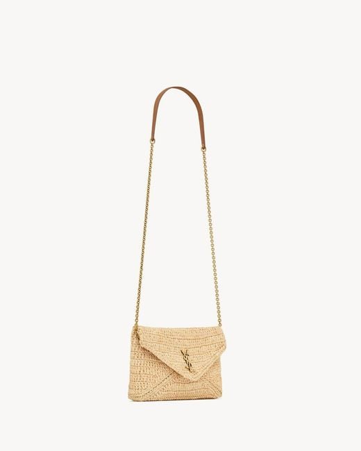 Saint Laurent White Cassandre Chain Pouch
