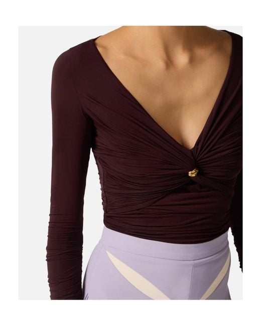 Elisabetta Franchi Purple Long-Sleeved Jersey Top