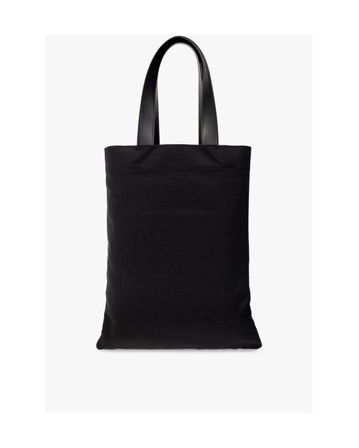 Jil Sander Black Logo Printed Large Tote Bag for men