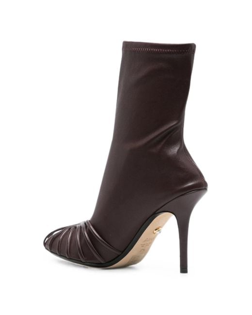 ALEVI Brown Round-Toe High-Heeled Ankle Boots