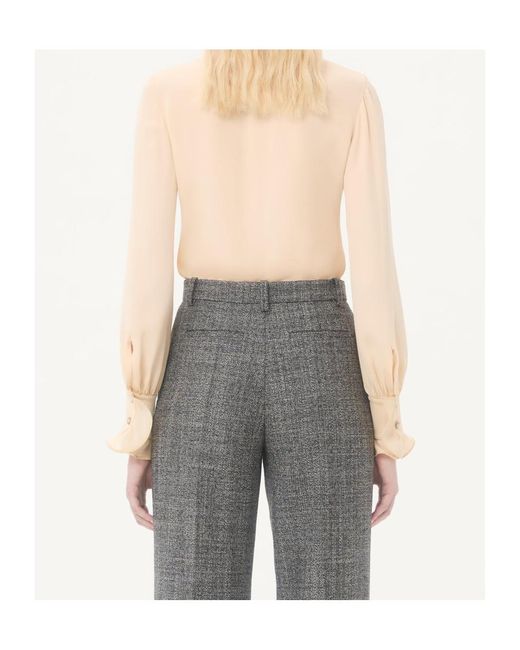 Valentino Natural Georgette Ruffled Collar Button-Up Blouse