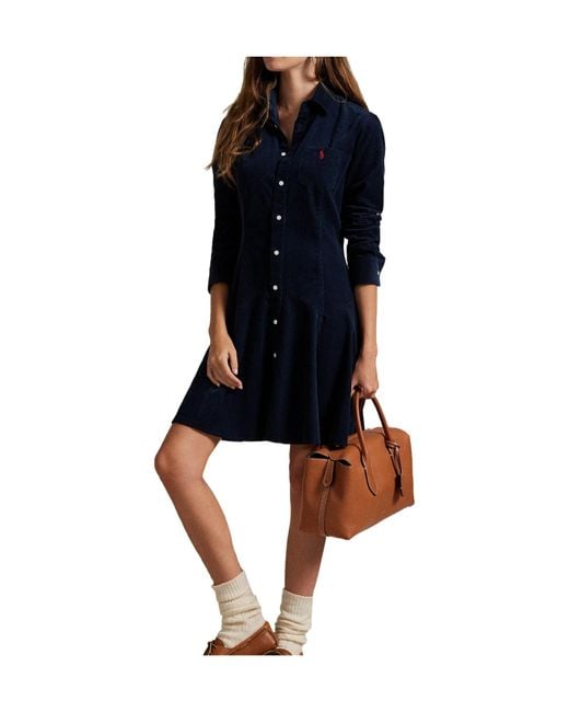 Polo Ralph Lauren Blue Cord Shirt Dress
