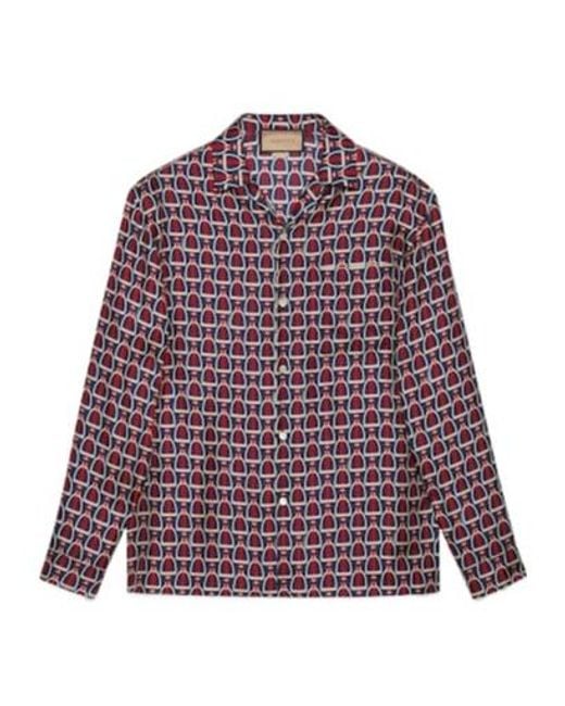 Gucci Purple Horsebit Print Shirt for men