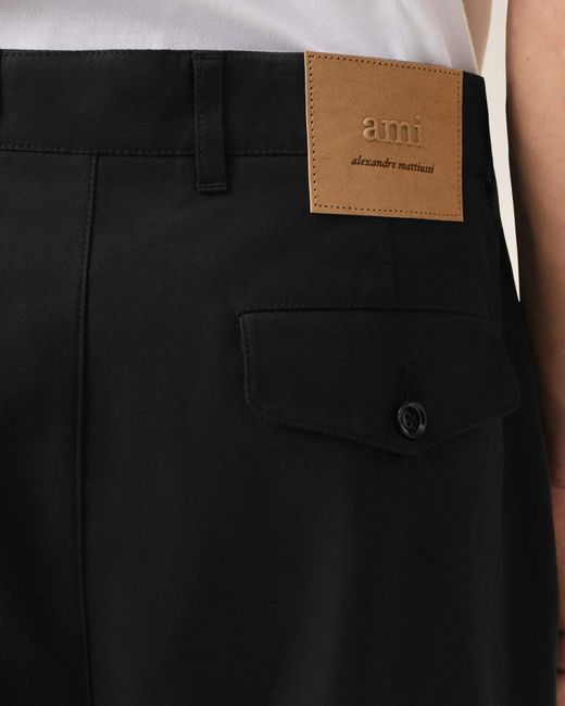 AMI Black Ami Pleated Straight Leg Trousers for men