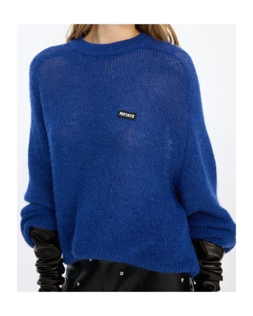 ROTATE BIRGER CHRISTENSEN Blue Logo-Patch Sweater