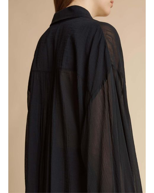 Khaite Black Long-Sleeved Sheer Top