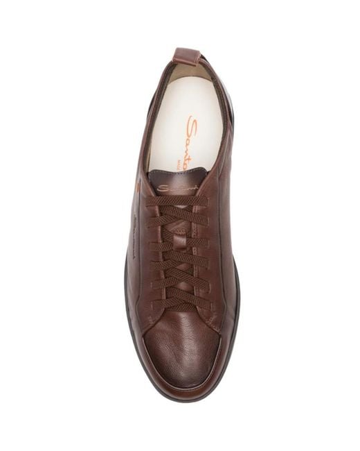 Santoni Brown Round-Toe Lace-Up Shoes for men