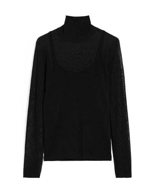 Max Mara Black High Neck Long-Sleeved Top