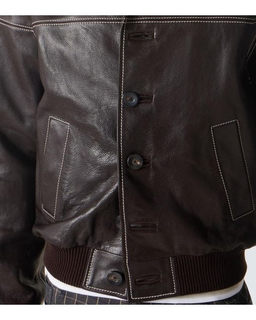 Wales Bonner Black Time Leather Jacket for men