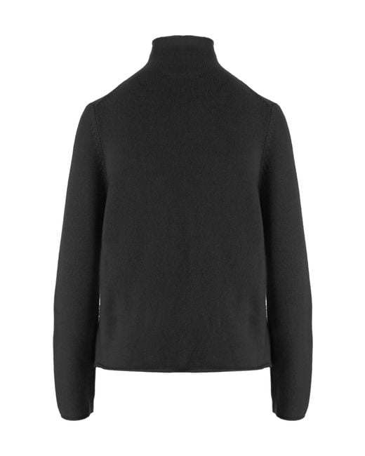 Allude Black Ribbed Turtleneck Knitted Sweater