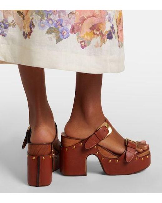Zimmermann Brown Studded High-Heel Sandals