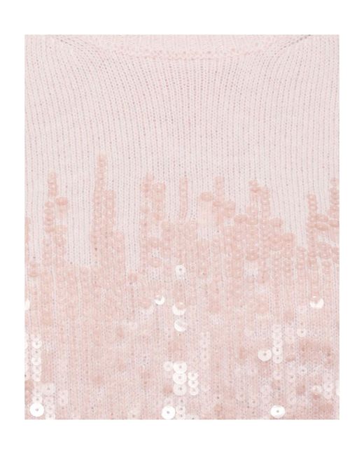 Peserico Pink Sequined Front Knitted Sweater