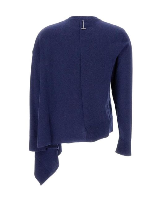 McQueen Blue Asymmetric Hem Crewneck Jumper