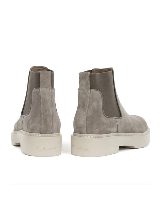 Santoni Gray Round Toe Ankle Boots