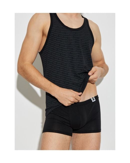 DSquared² Black Allover Logo Printed Tank Top for men