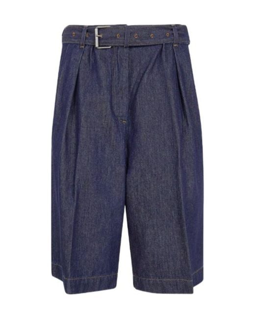 Dries Van Noten Blue Denim Shorts With Belt Loops