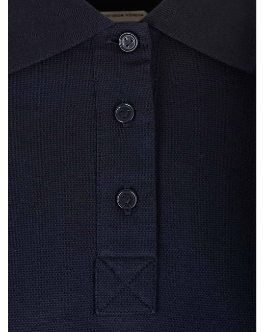 Bottega Veneta Blue Cropped Cotton Piqué Polo