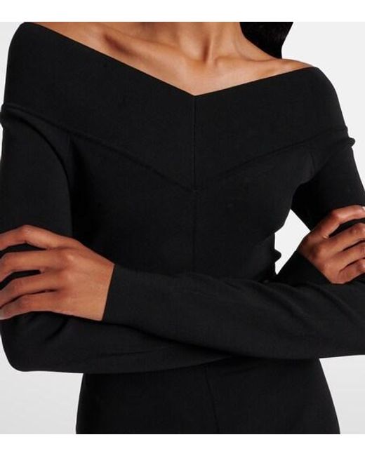 Stella McCartney Black Off-Shoulder Jersey Midi Dress