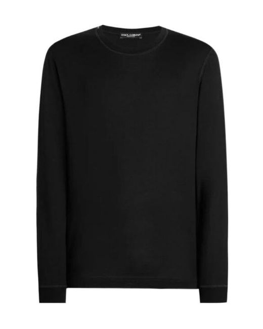 Dolce & Gabbana Black Long-Sleeve Cotton T-Shirt for men