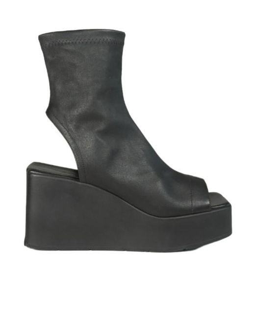 Vic Matié Black Square-Toe Platform Sandals