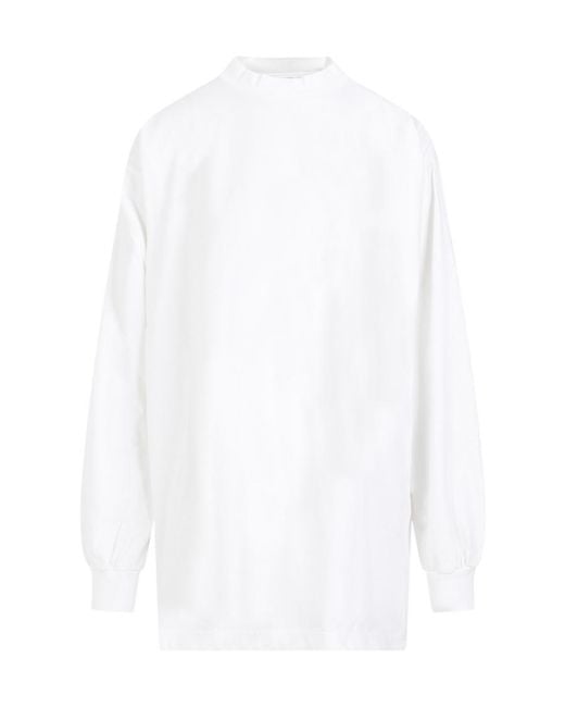 Balenciaga White Logo Printed Long-Sleeved Shirt for men